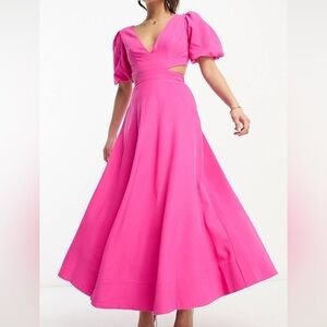 Forever new petite puff sleeve maxi cutout dress BNWT
